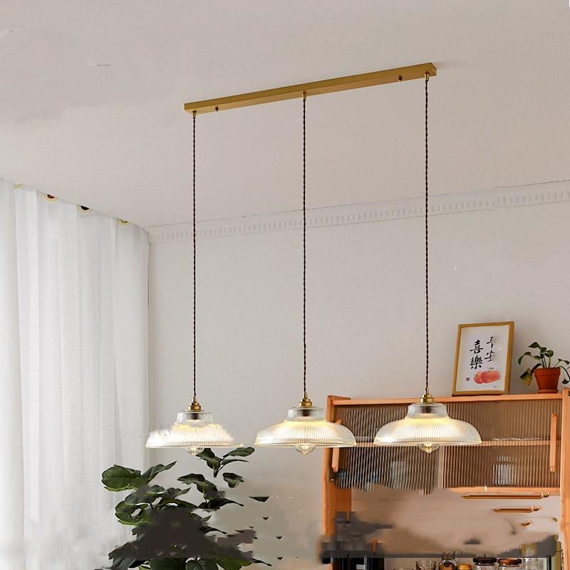 Japanese Vintage Brass Glass Chandelier - Image 3
