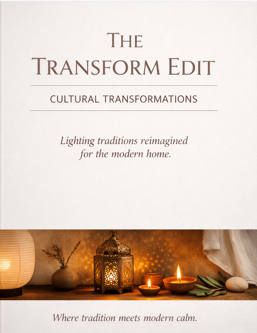 Front cover of The Transform Edit – Edition 1, featuring a premium lighting mood visual.