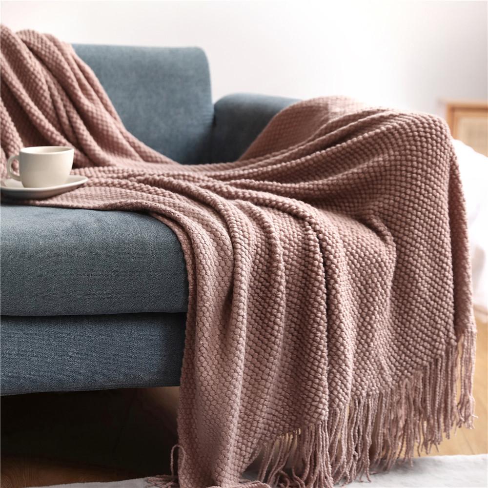 Pineapple Grid Knitted Sofa Throw Blanket - Image 9