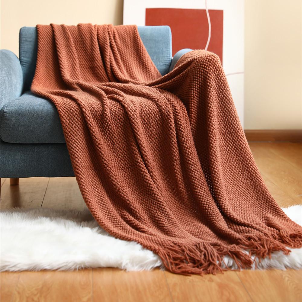 Pineapple Grid Knitted Sofa Throw Blanket - Image 6
