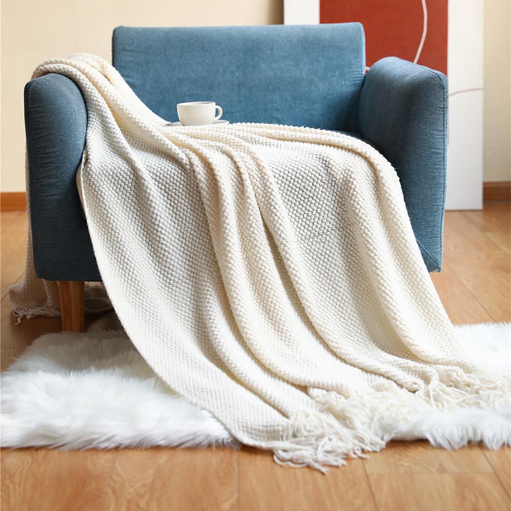 Pineapple Grid Knitted Sofa Throw Blanket - Image 3