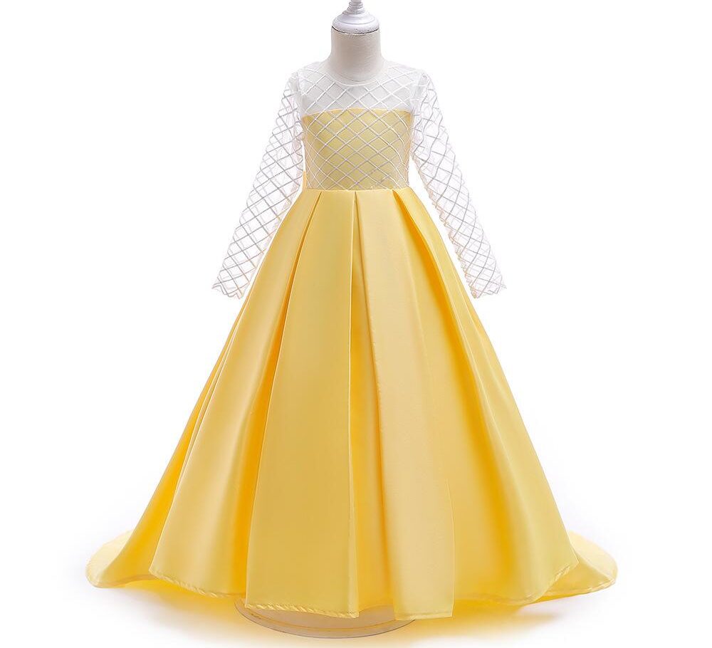 Long Sleeve Mesh Trailing Dress - Image 4