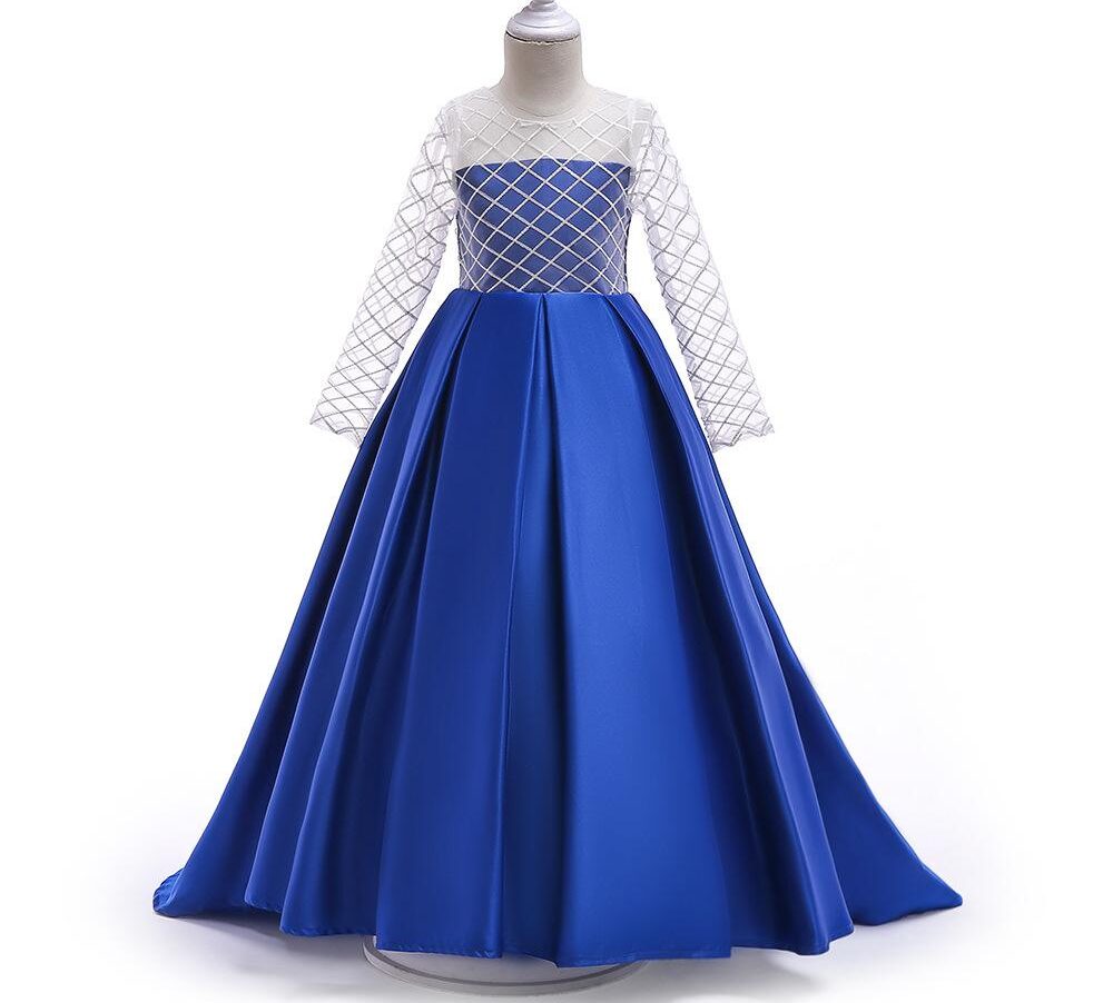 Long Sleeve Mesh Trailing Dress - Image 3