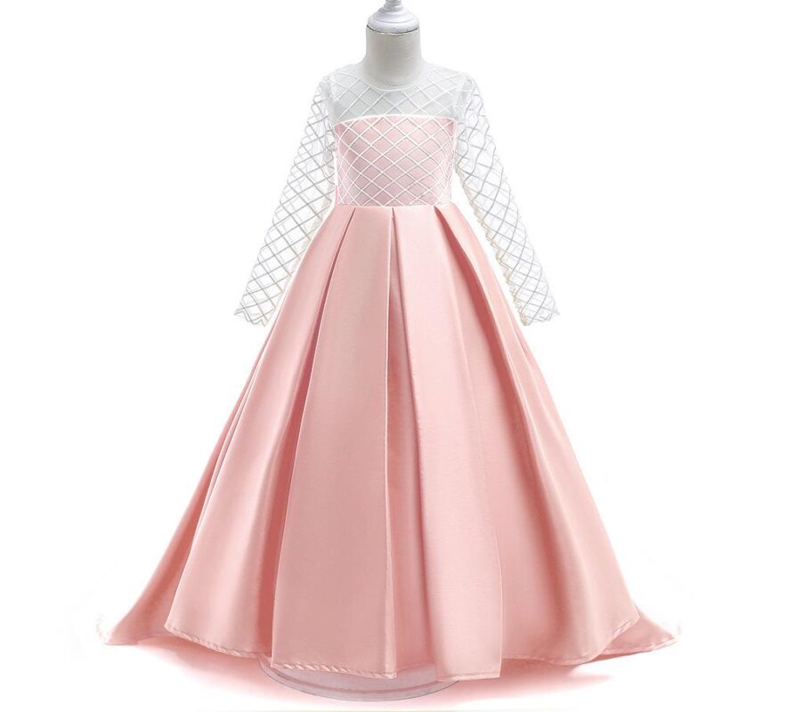 Long Sleeve Mesh Trailing Dress