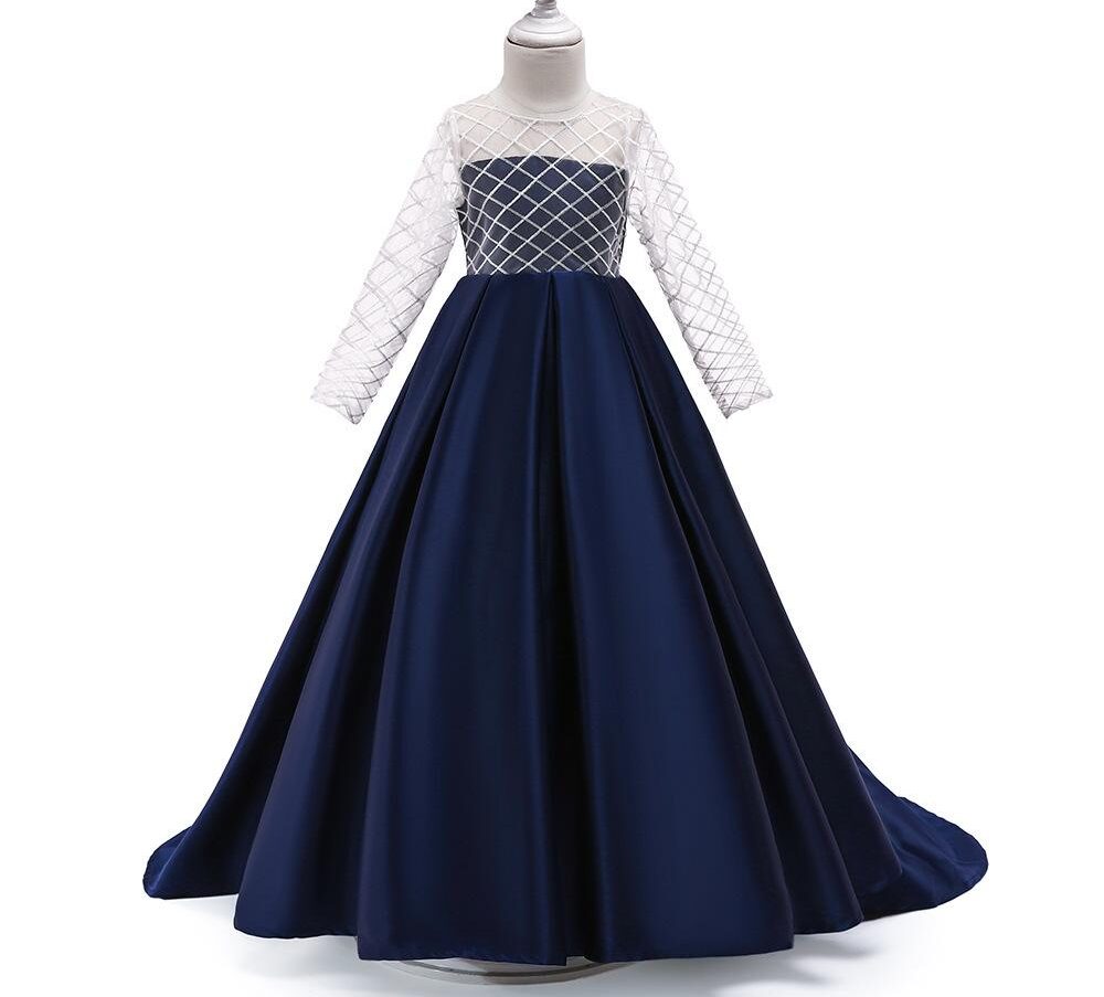 Long Sleeve Mesh Trailing Dress - Image 5