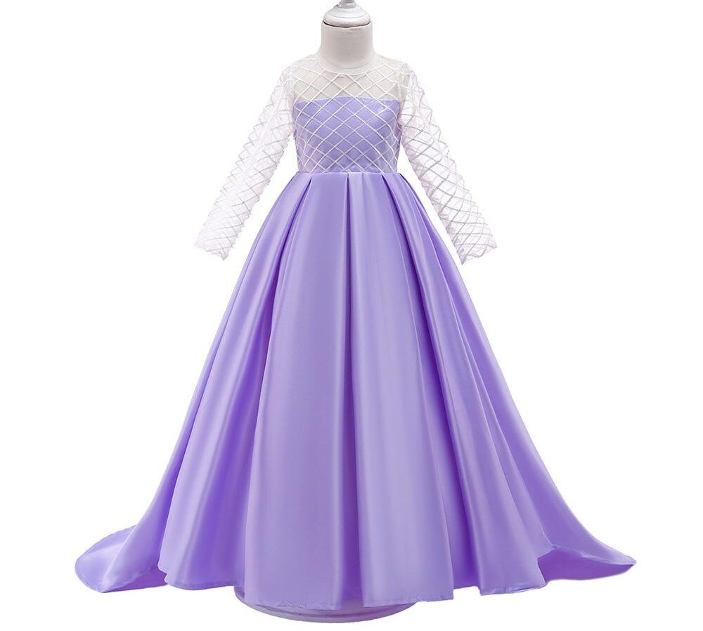 Long Sleeve Mesh Trailing Dress - Image 2