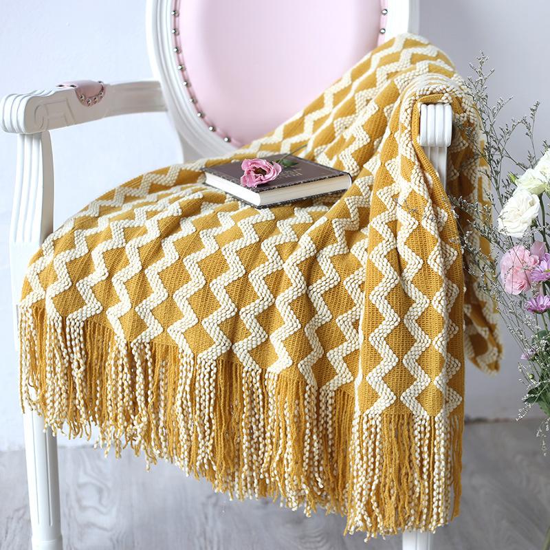 Nordic Knitted Wool Cashmere‑Feel Blanket