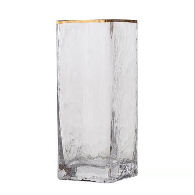 Gold Accent Transparent Glass Vase
