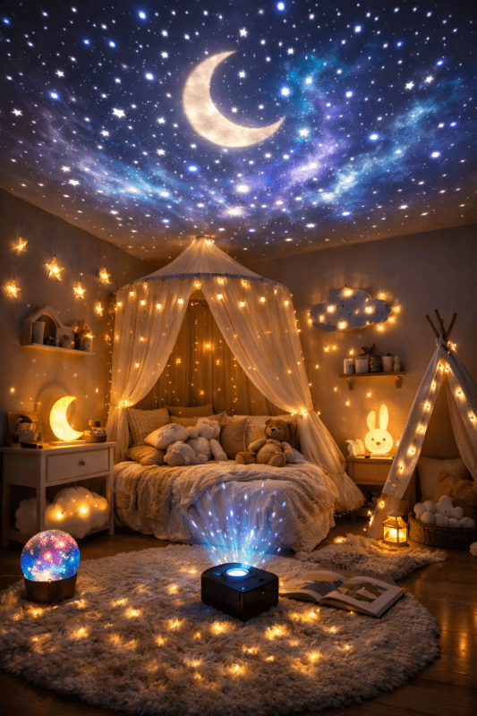 Fairytale kids room with atmospheric lighting – Genie Kids by Lamp & Genie