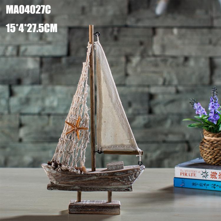 Carved Fishing Boat Model