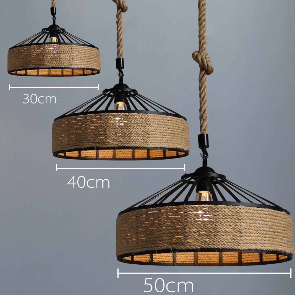 Natural Rope & Iron Japandi Ceiling Pendant - Image 6
