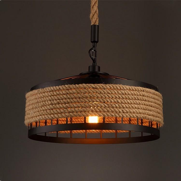 Natural Rope & Iron Japandi Ceiling Pendant - Image 3