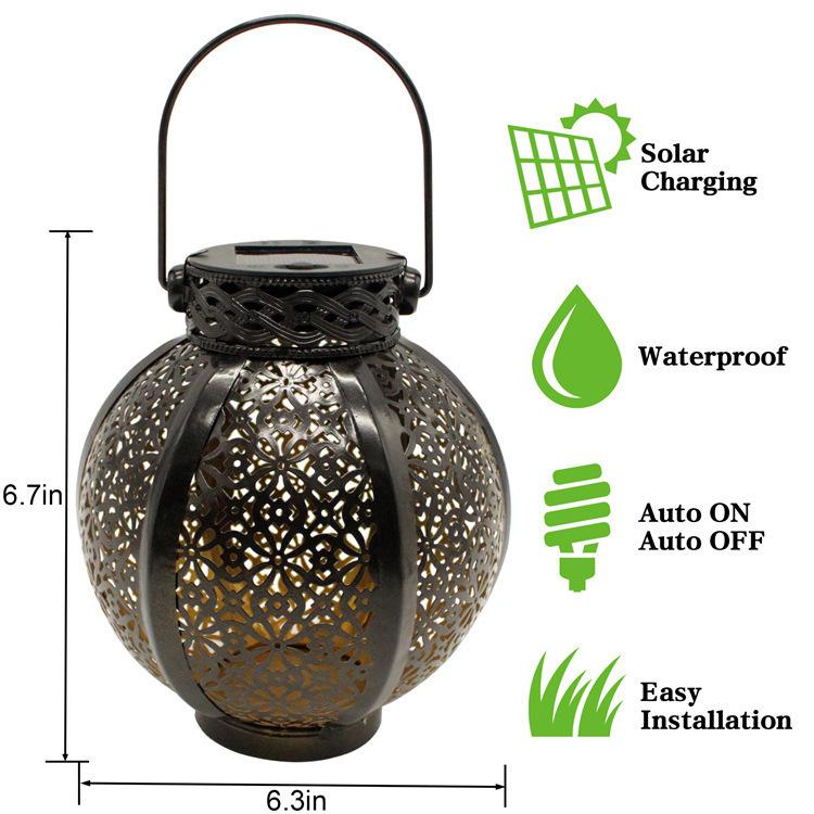 Solar Wrought Iron Hanging Lamp - Image 3