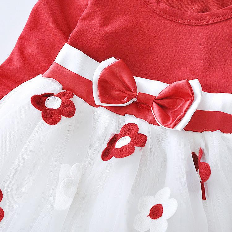 Flower & Bow Long Sleeve Dress - Image 5