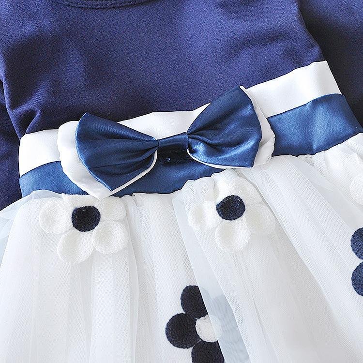 Flower & Bow Long Sleeve Dress - Image 2