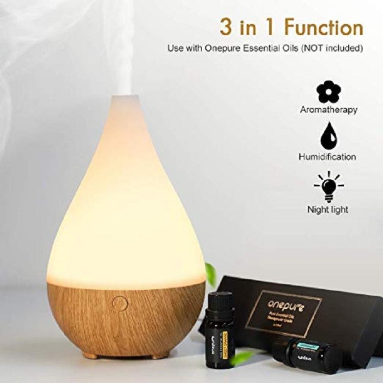 Wood‑Grain Aroma 300ml Humidifier