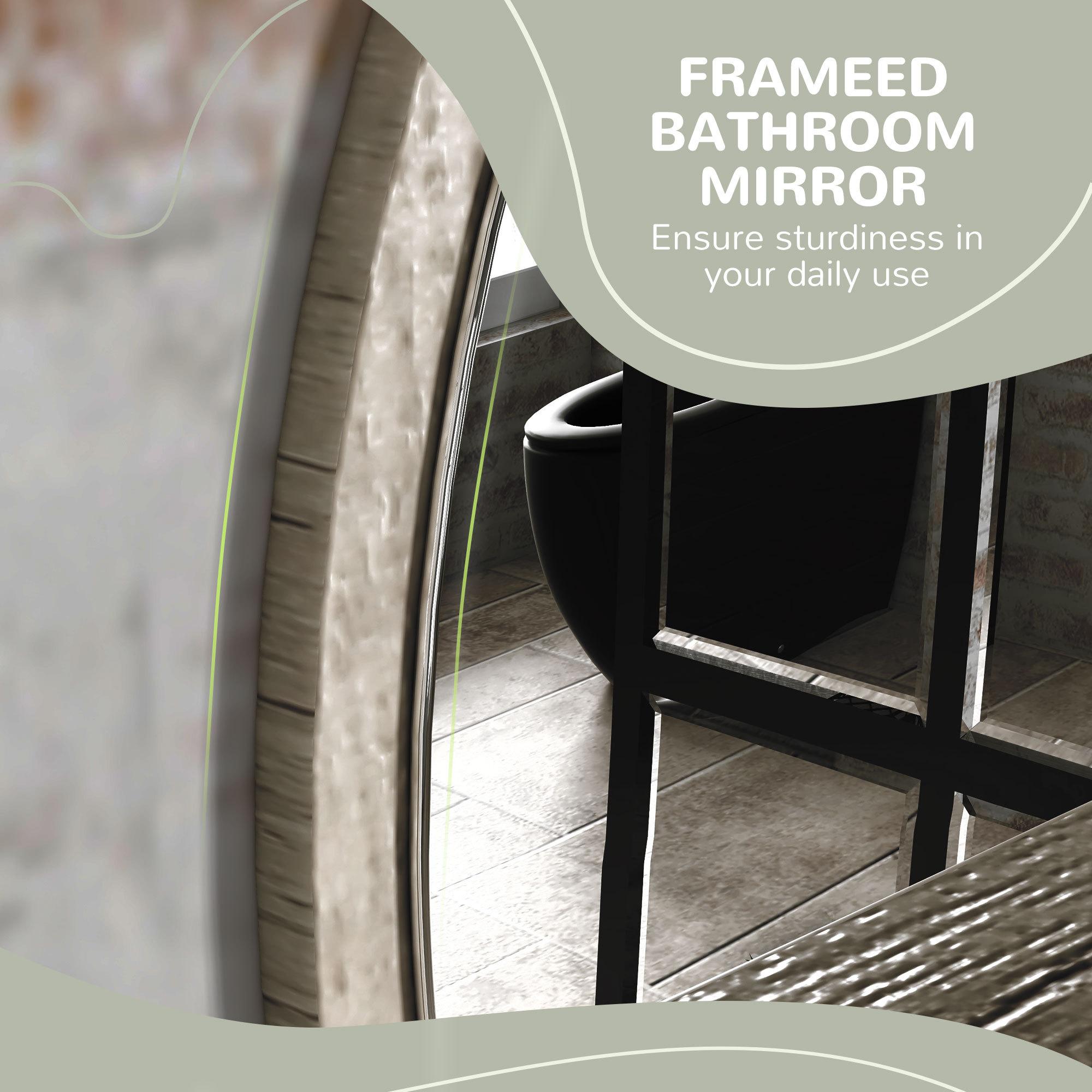 45cm Grey Wood‑Effect Round Mirror with Shelf - Image 5