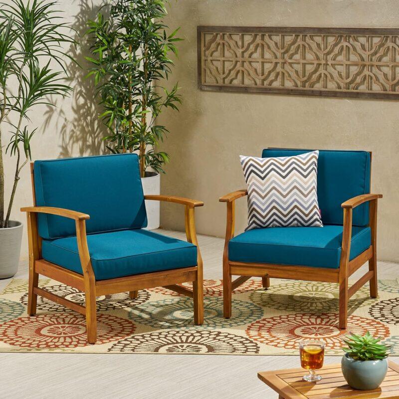 Perla Club Chairs Set of 2 Blue