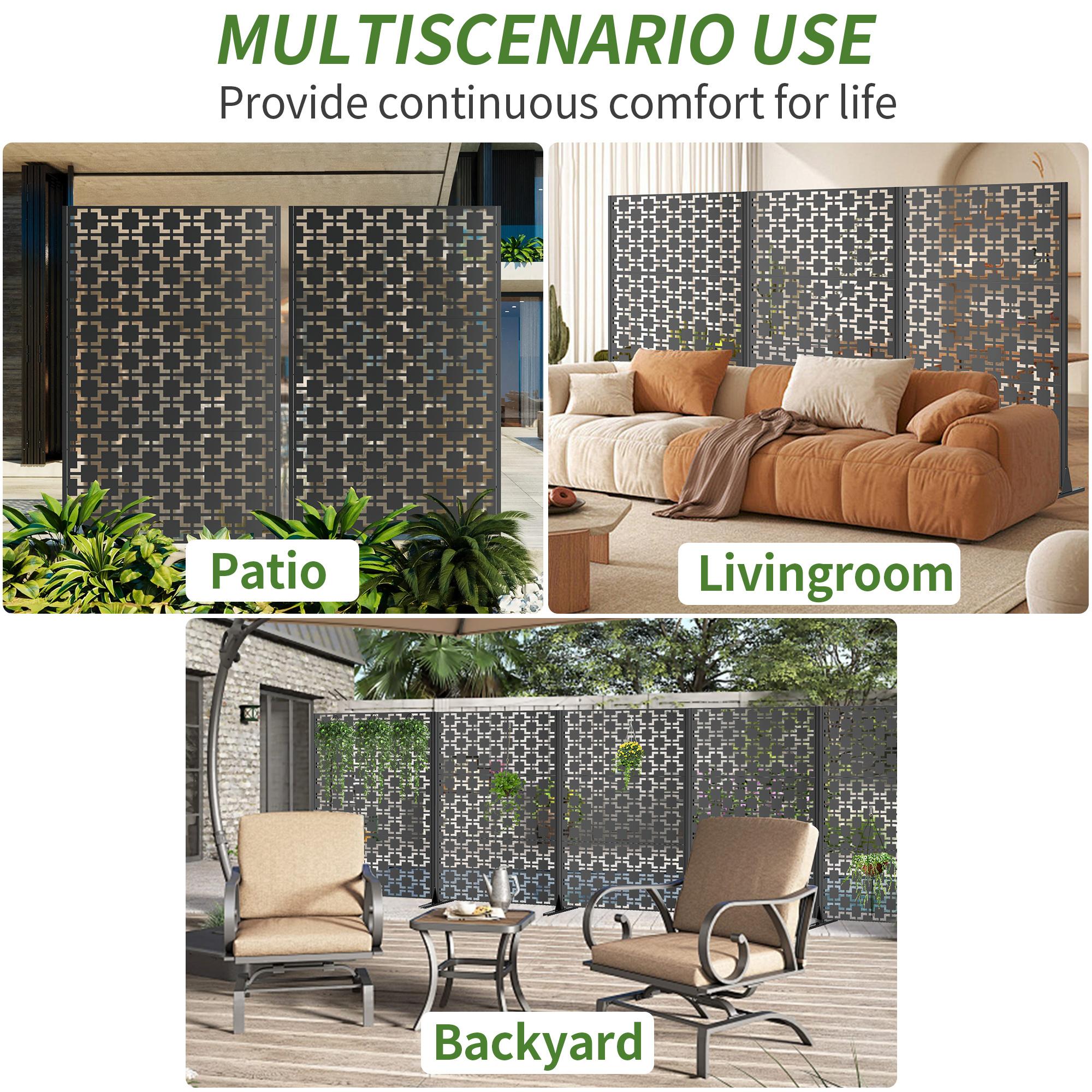 Metal Privacy Screen, Freestanding Outdoor Decorative Panel (72" H × 46" W) - Image 4