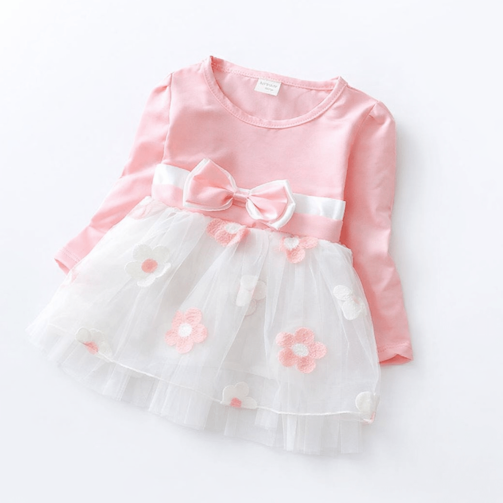 Flower & Bow Long Sleeve Dress - Image 4