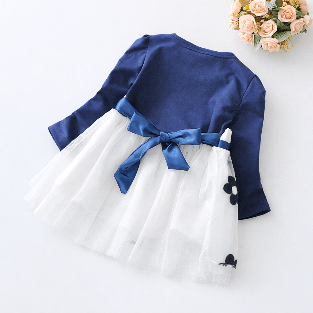 Flower & Bow Long Sleeve Dress - Image 3
