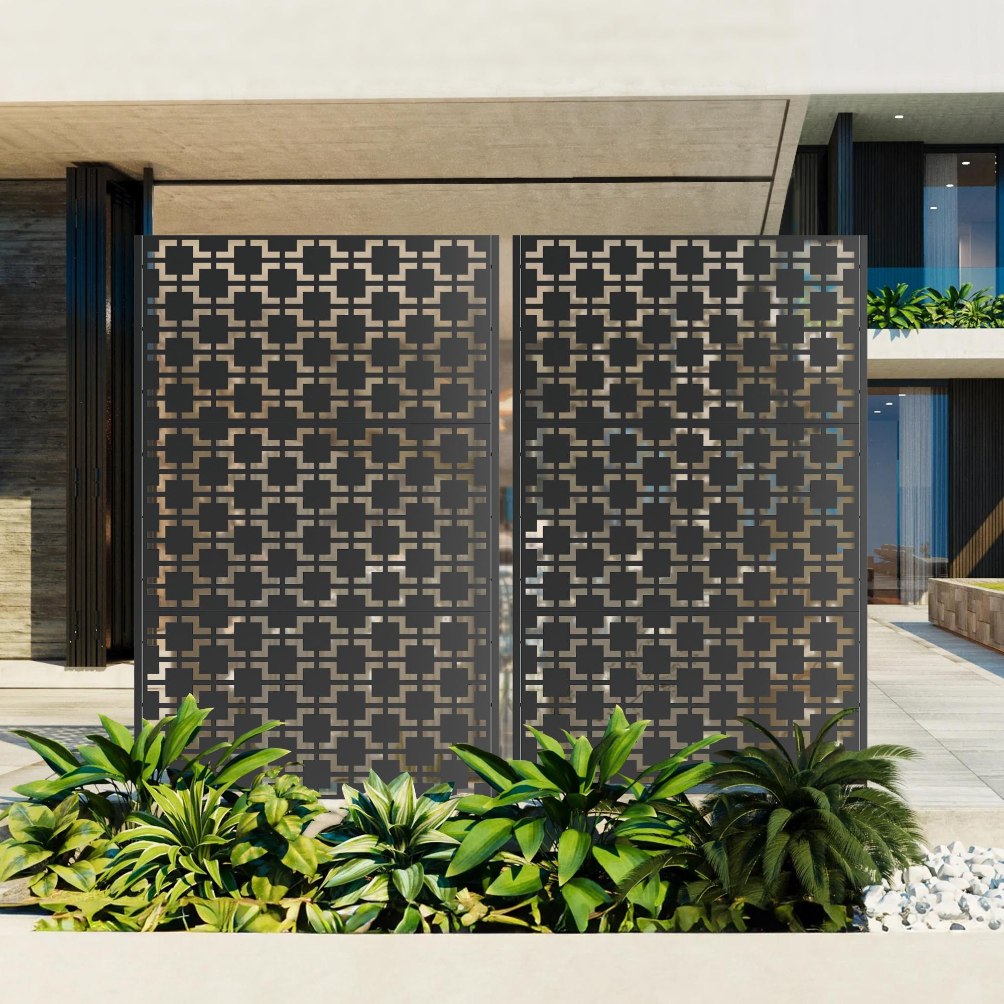 Metal Privacy Screen, Freestanding Outdoor Decorative Panel (72" H × 46" W) - Image 3