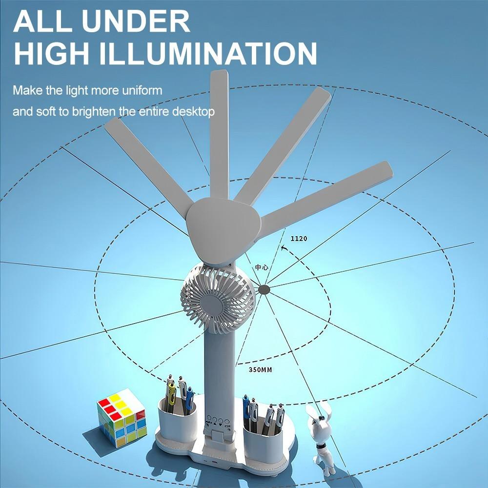4‑Head LED Desk Lamp With Fan - Image 4