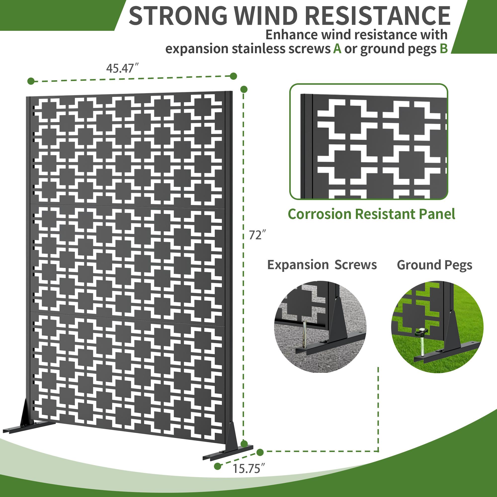 Metal Privacy Screen, Freestanding Outdoor Decorative Panel (72" H × 46" W) - Image 5