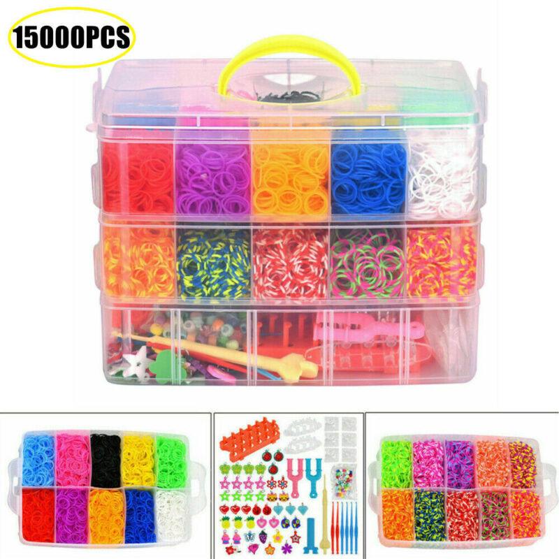15000pcs Loom Rubber Bands DIY Bracelet Kit Box Multicolour