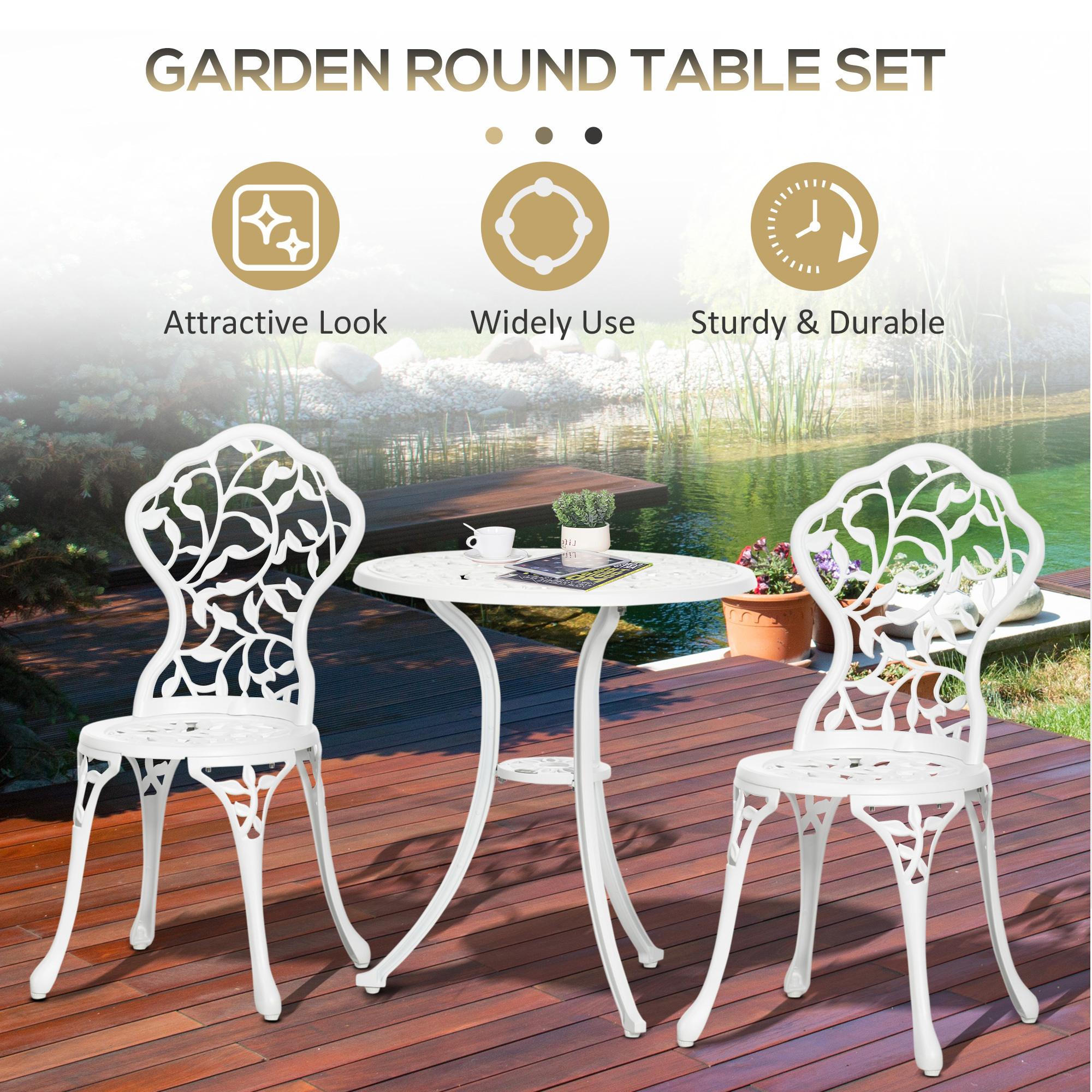 3 Pcs Aluminium Bistro Set White - Image 2