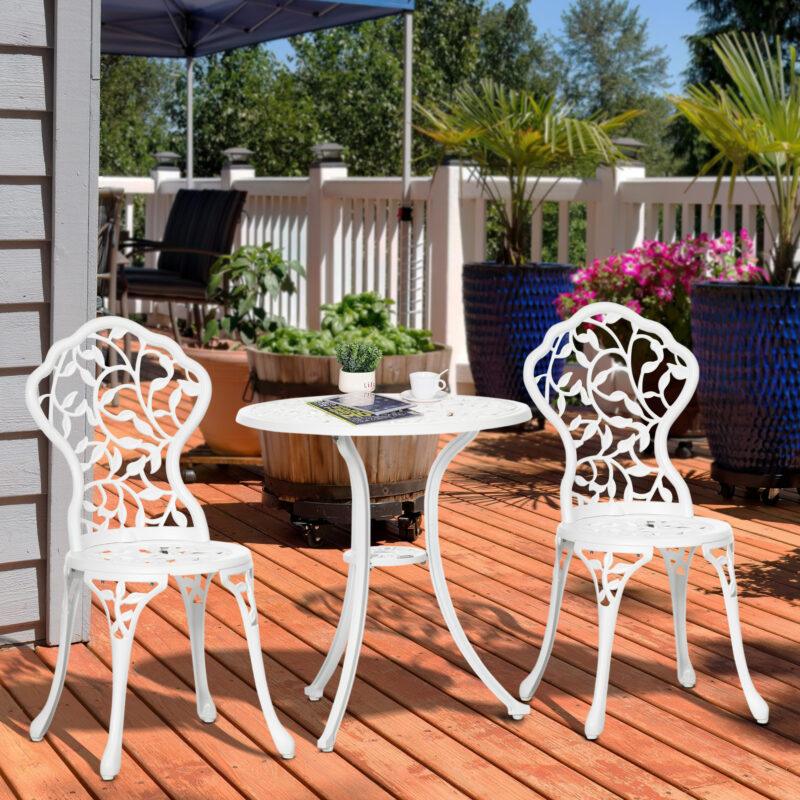 3 Pcs Aluminium Bistro Set White