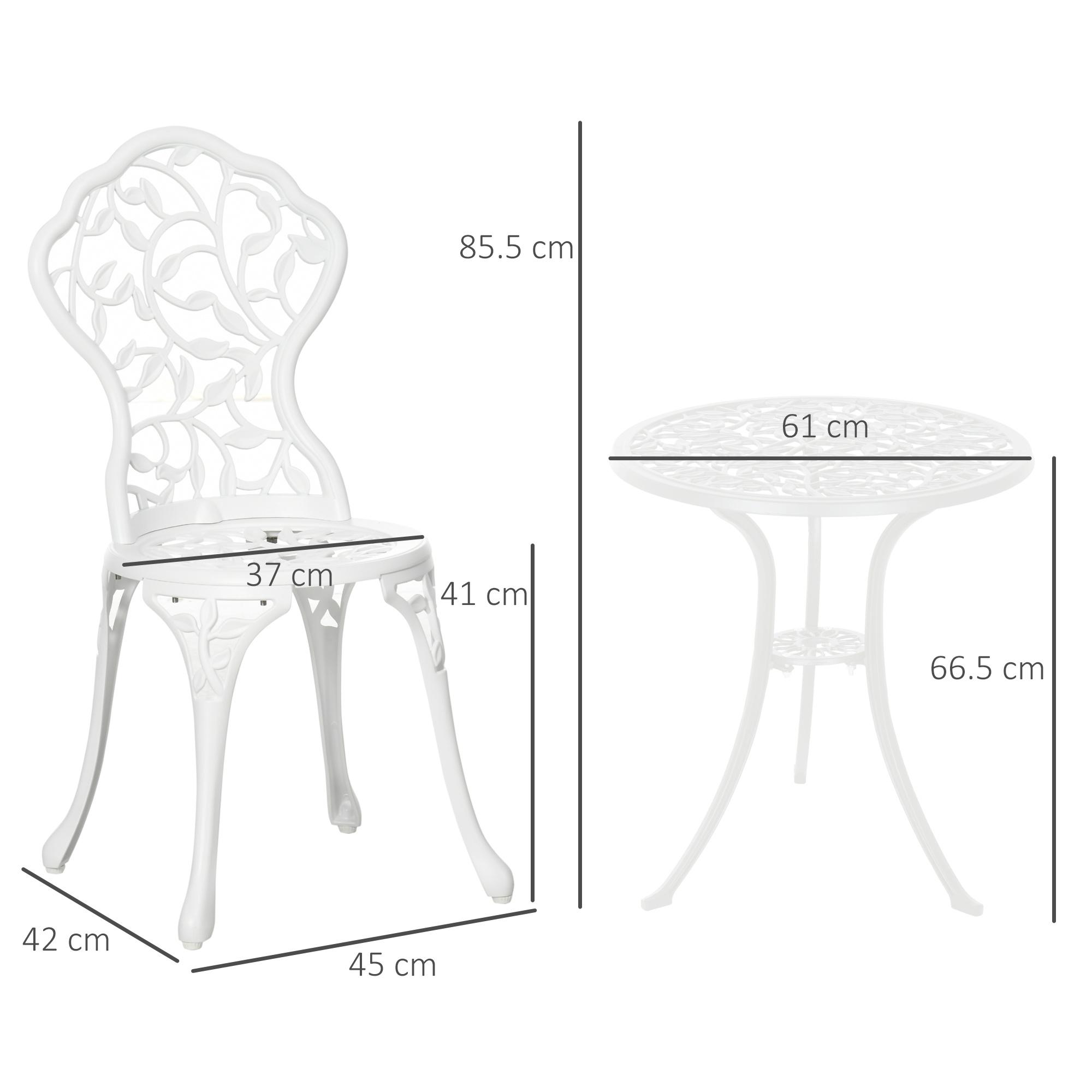 3 Pcs Aluminium Bistro Set White - Image 3
